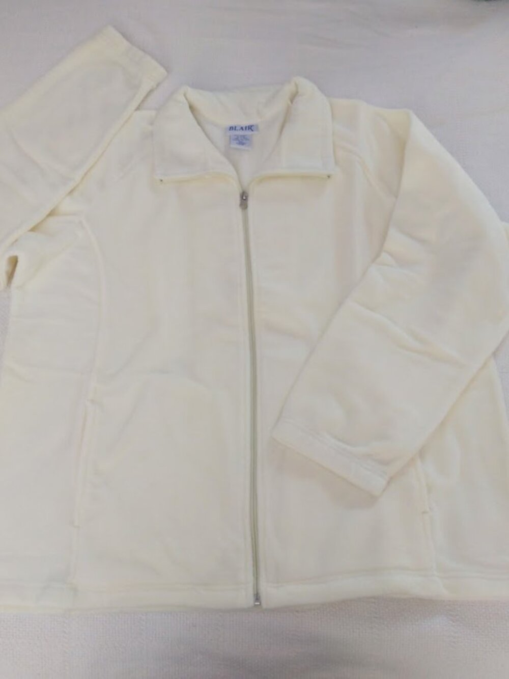 Blair Cream/Ivory Full Zip Fleece Jacket Size 3X Collar Pockets NEW Cozy Outdoor